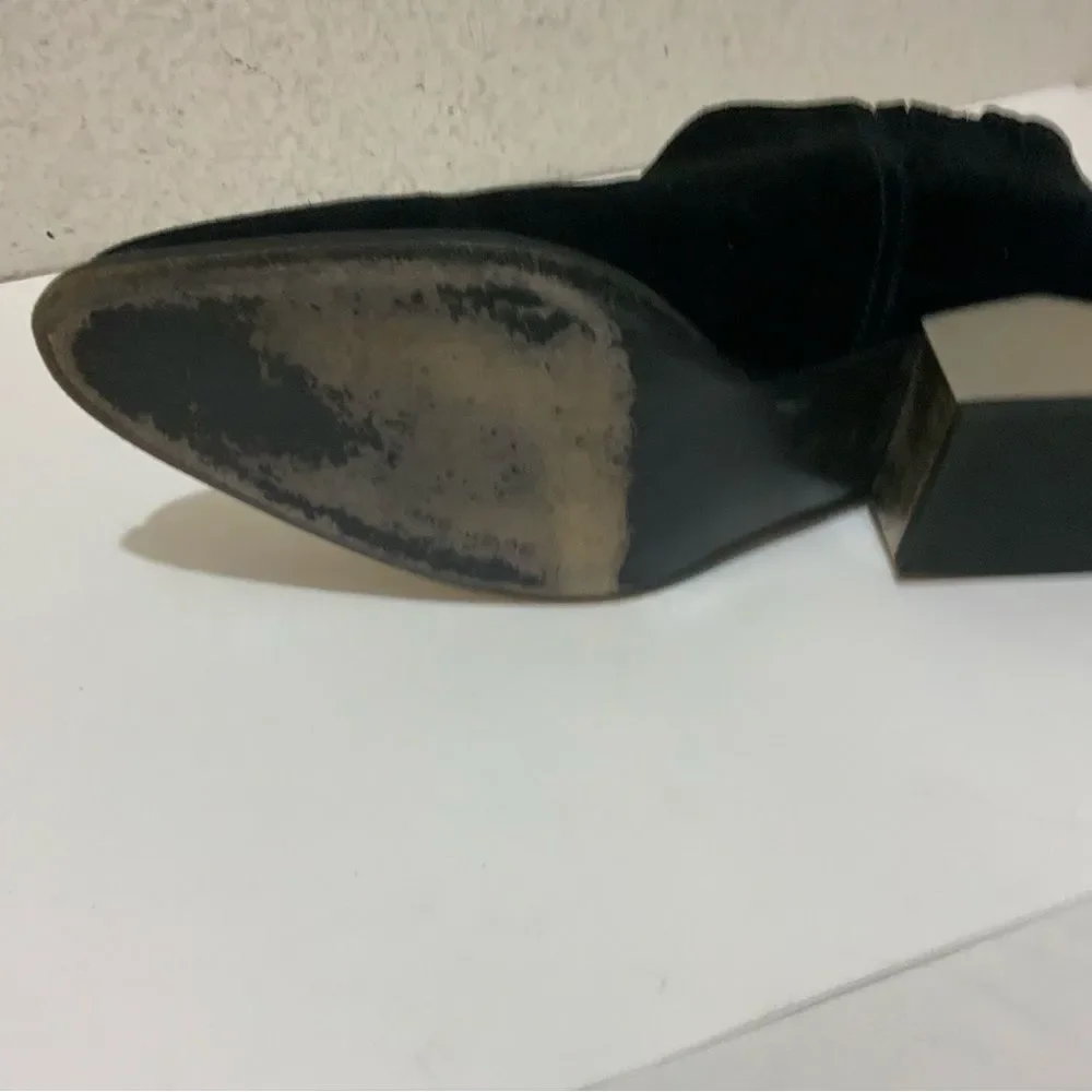 Alexander Wang Gabi Cut Out Boot 39.5 Black Suede Silver Metal Heel